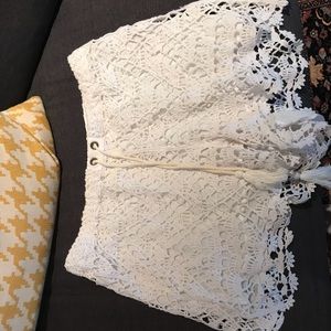 anthropologie white crochet shorts